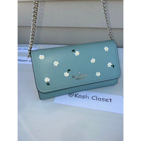 Kate Spade crossbody & convertible clutch wallet darcy embroidered chain bag - Picture 8 of 12